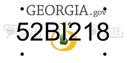 52BI218 Georgia License Plate