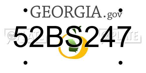 52BS247 Georgia License Plate