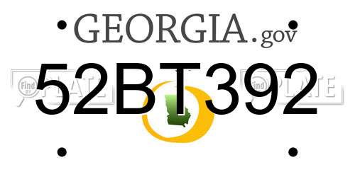 52BT392 Georgia License Plate