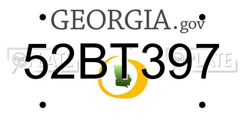 52BT397 Georgia License Plate