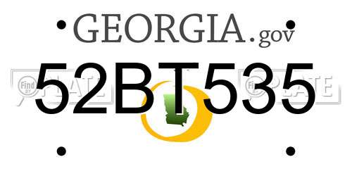 52BT535 Georgia License Plate