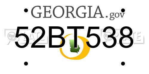 52BT538 Georgia License Plate