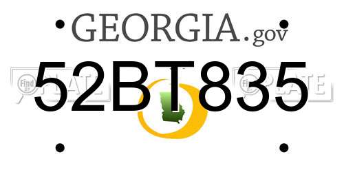 52BT835 Georgia License Plate