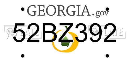 52BZ392 Georgia License Plate