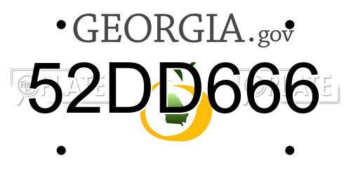 52DD666 Georgia License Plate