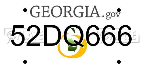 52DQ666 Georgia License Plate
