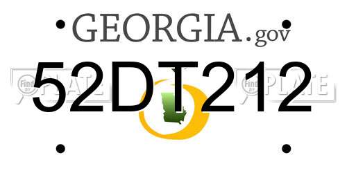 52DT212 Georgia License Plate