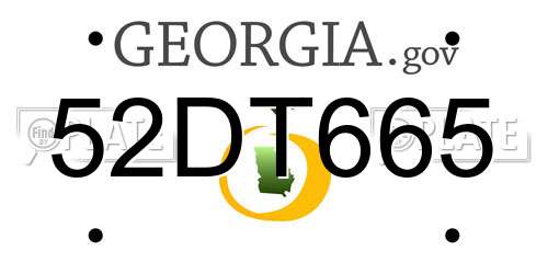 52DT665 Georgia License Plate