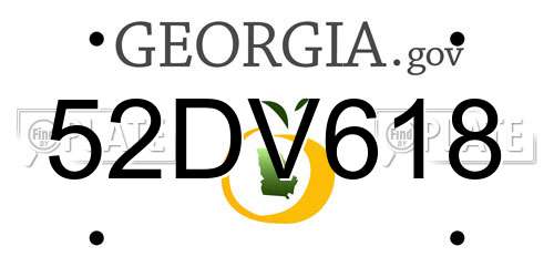 52DV618 Georgia License Plate
