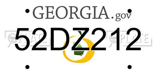 52DZ212 Georgia License Plate