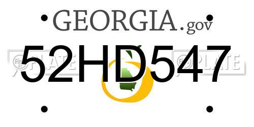 52HD547 Georgia License Plate