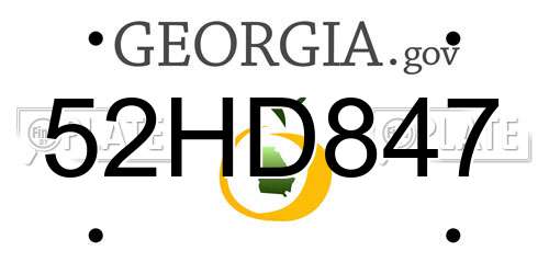 52HD847 Georgia License Plate