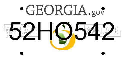 52HO542 Georgia License Plate