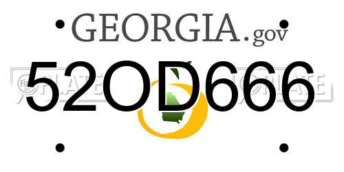 52OD666 Georgia License Plate