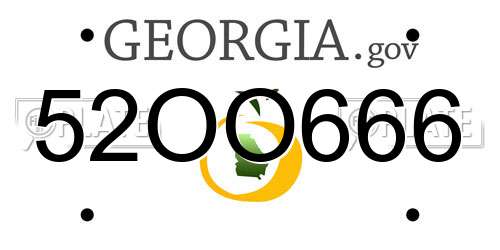 52OO666 Georgia License Plate