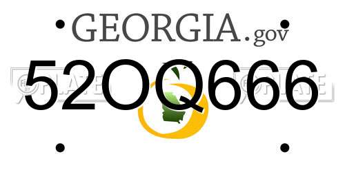52OQ666 Georgia License Plate