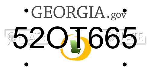 52OT665 Georgia License Plate