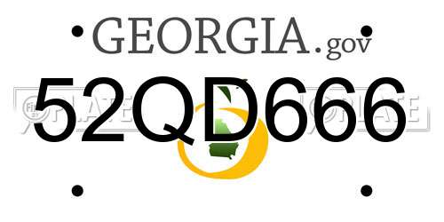 52QD666 Georgia License Plate