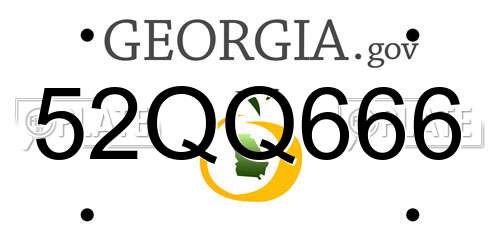 52QQ666 Georgia License Plate