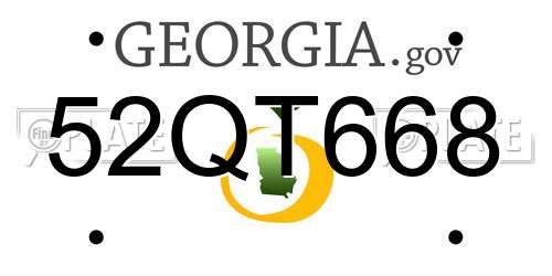 52QT668 Georgia License Plate