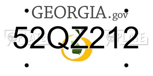 52QZ212 Georgia License Plate