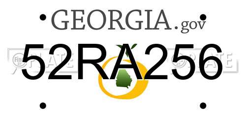 52RA256 Georgia License Plate