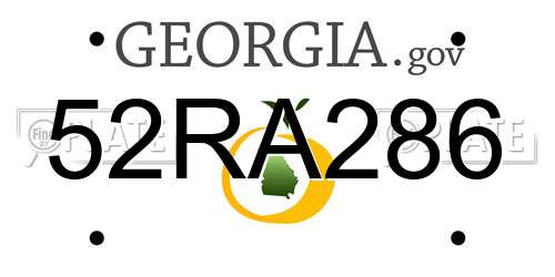 52RA286 Georgia License Plate