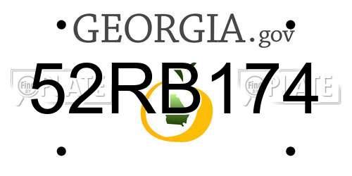 52RB174 Georgia License Plate