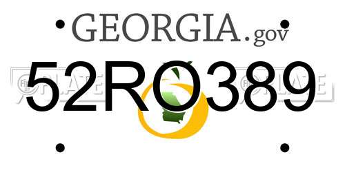 52RO389 Georgia License Plate