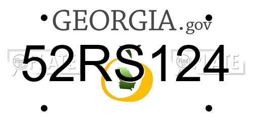 52RS124 Georgia License Plate