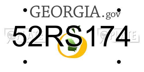 52RS174 Georgia License Plate