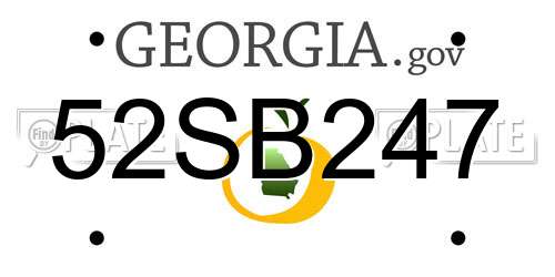 52SB247 Georgia License Plate