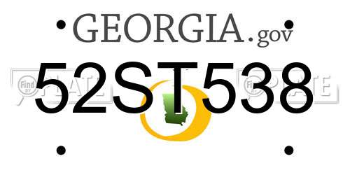 52ST538 Georgia License Plate
