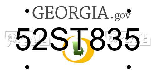52ST835 Georgia License Plate