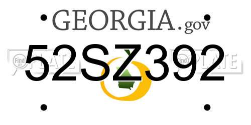 52SZ392 Georgia License Plate