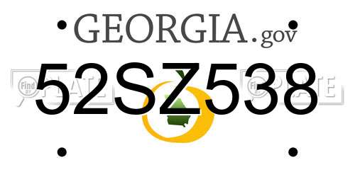 52SZ538 Georgia License Plate