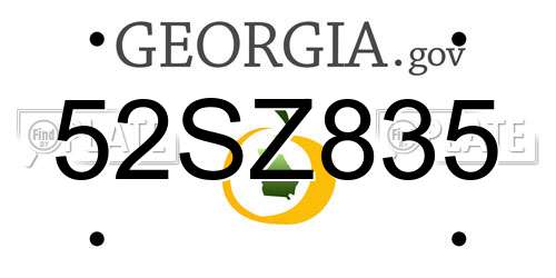 52SZ835 Georgia License Plate