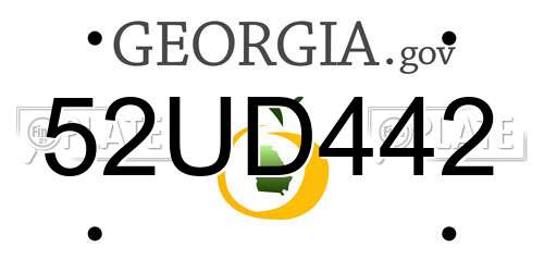 52UD442 Georgia License Plate