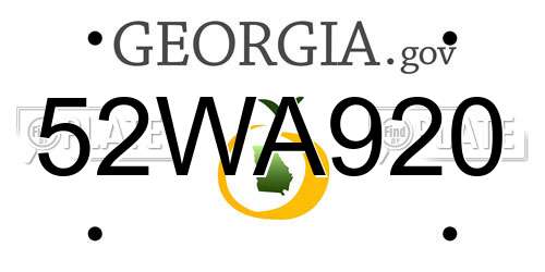 52WA920 Georgia License Plate