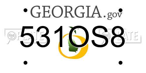 531OS8 Georgia License Plate