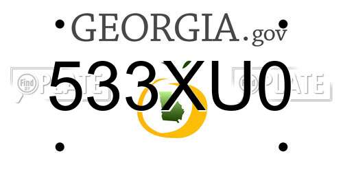 533XU0 Georgia License Plate