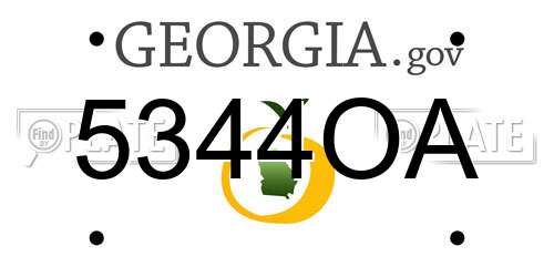5344OA Georgia License Plate