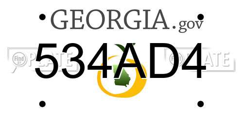 534AD4 Georgia License Plate