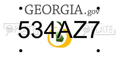 534AZ7 Georgia License Plate