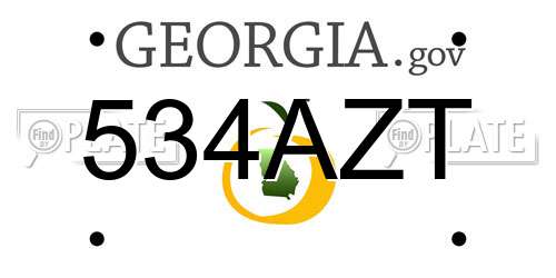 534AZT Georgia License Plate