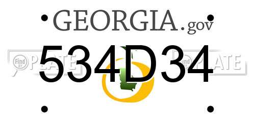 534D34 Georgia License Plate
