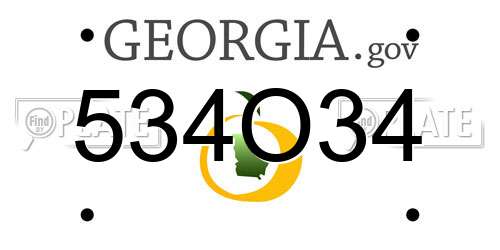 534O34 Georgia License Plate