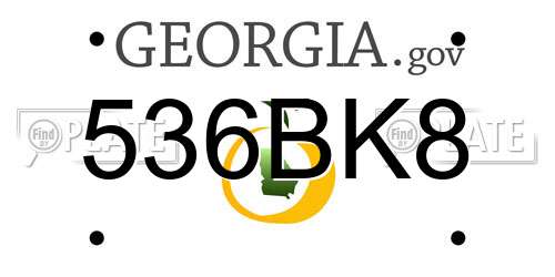 536BK8 Georgia License Plate