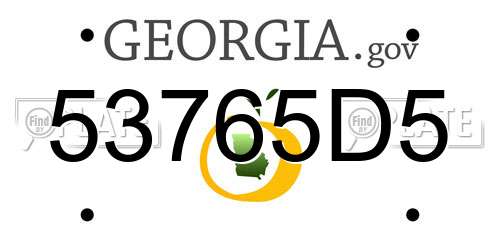 53765D5 Georgia License Plate