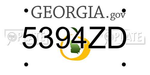 5394ZD Georgia License Plate